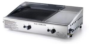 Doppia Piastra di Cottura Ompagrill Plancha Double 0470 Alimentazione a Gas GPL con Accensione Piezoelettrica in Acciaio Inox e Ghisa
