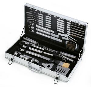 Set Valigetta Accessori per Barbecue Ompagrill in Alluminio da 32 Pezzi in Acciaio Inox