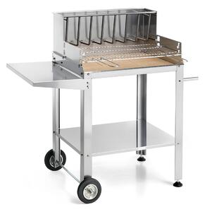 Barbecue a Legna o Carbone Ompagrill Graticola in Tondino di Acciaio Cromato Rivestimento Interno Refrattario e Struttura in Acciaio Inox