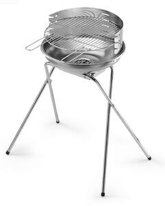 Barbecue a Carbone 480 Pro Inox Ompagrill Griglia di Cottura Ø44 cm Gambe a Cavalletto In Acciaio Inox