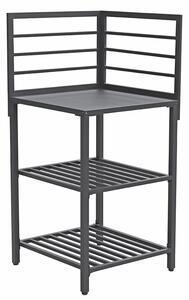 Modulo Componibile Angolare Ompagrill con Piano di Lavoro e Ripiani a Giorno 61,5x61,5x130 cm in Alluminio Verniciato Nero