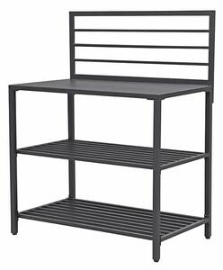 Modulo Componibile Ompagrill con Piano di Lavoro e Ripiani a Giorno 100x61,5x130 cm in Alluminio Verniciato Nero