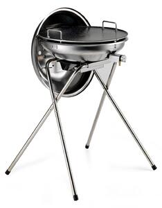 Barbecue a Gas con Cover Ompagrill Alueco 4776 Inox con Piastra in Alluminio Teflonato Ø47 cm Alimentazione GPL e Metano Struttura in Acciaio Inox