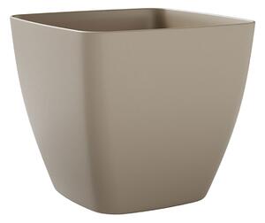 Vaso Quadrato Indoor e Outdoor Tera Ceylon Kit Milk Ø30 cm in Plastica Beige