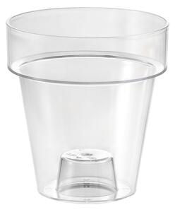 Vaso Indoor Tera con Fondo Rialzato per Drenaggio Acqua Porto Clear Ø14 cm in Plastica Trasparente