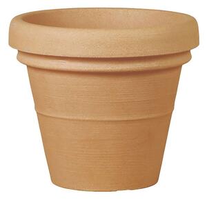 Vaso Rotondo Design Classico Outdoor Doppio Bordo Tera Anticato Ø50 cm in Plastica Beige Caldo