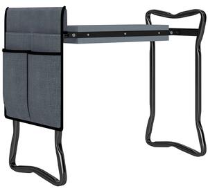 Sedia Inginocchiatoio 2 in 1 con Borsa Portaoggetti 58x28x49 cm e Cuscino in Acciaio e EVA Grigio e Nero