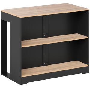 Tavolo Bancone Bar 113x60x90 cm Isola da Cucina con 3 Ripiani per Soggiorno e Salotto in Truciolato Nero e Legno