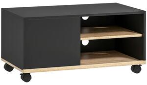 Mobile Porta TV fino 42"con Ruote e Freni Armadietto e Ripiano Regolabile 80x45x41 cm in Legno Nero