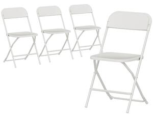 Set 4 Sedie Pieghevoli 45x49x79,5 cm con Fori di Drenaggio in Plastica e Metallo Bianco