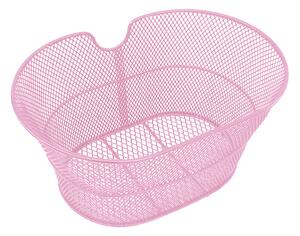 Cestino Anteriore per Bici Citybike in Metallo Antiruggine Rosa 38x30x18 cm