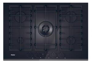 Haier Piano Cottura 5 Fuochi a Gas Larghezza 75 cm in Vetro colore Nero - HAVG75TBBP Gas On Glass Series 4