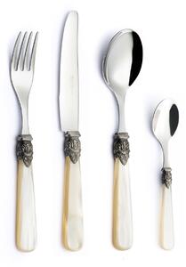 Servizio Set di Posate 24 pezzi in Acciaio Inox Eme Napoleon Perlato Avorio 13