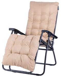 Sedia Sdraio da Giardino con Cuscino Reclinabile e Pieghevole in Acciaio e Tessuto Oxford Beige
