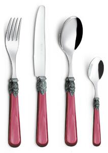 Servizio Set di Posate 24 pezzi in Acciaio Inox Eme Napoleon Perlato Bordeaux 8