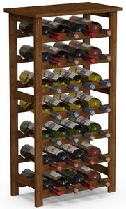 Cantinetta Portavino con 28 Scomparti Portabottiglie in Legno Bambù Colore Noce