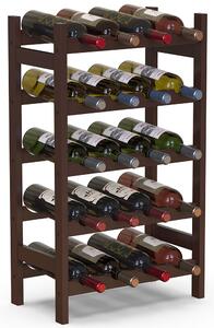Cantinetta Portavino con 20 Scomparti Portabottiglie in Legno Bambù Colore Noce