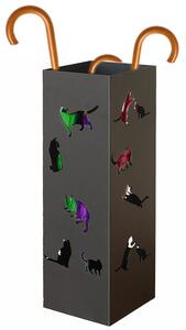 Portaombrelli per Ingresso Design Gatti Porta Ombrelli 15,5x15,5x49 cm in Ferro Nero