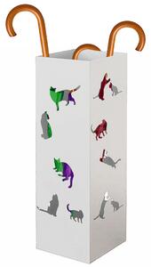 Portaombrelli per Ingresso Design Gatti Porta Ombrelli 15,5x15,5x49 cm in Ferro Bianco