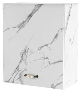 Pensile da Cucina Armadio Sospeso da Parete Anta Singola in Legno Bianco Effetto Marmo