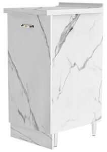 Mobile Base da Cucina Componibile 1 Anta in Legno Bianco Effetto Marmo
