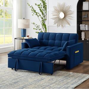 Divano Letto Apribile Reclinabile 3 Posizioni con Rivestimento in Velluto Blu