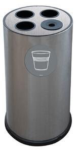 Pattumiera a Bidone per Raccolta Differenziata Ø35x72 cm 3 Scomparti Tubolari e 1 Vaschetta in Acciaio Inox Satinato