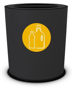 Pattumiera a Bidone per Raccolta Differenziata Ø35x40 cm 2 Scomparti 38 L Totali in Metallo Verniciato Nero