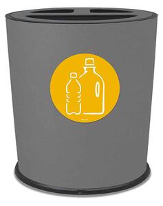 Pattumiera a Bidone per Raccolta Differenziata Ø35x40 cm 3 Scomparti 38 L Totali in Metallo Verniciato Grigio