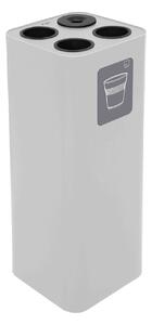 Pattumiera a Bidone da 60 L 30,2x30,2x 82,5 cm 3 Scomparti Tubolari e 1 Vaschetta in Acciaio Verniciato Bianco