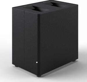 Pattumiera a 2 Scomparti Totale 48 L 48,5x33x49 cm con Contenitori Interni in Acciaio Verniciato Nero