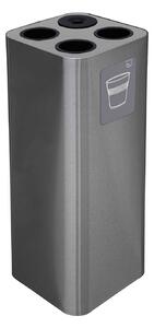 Pattumiera a Bidone da 60 L 30,2x30,2x 82,5 cm 3 Scomparti Tubolari e 1 Vaschetta in Acciaio Inox Satinato