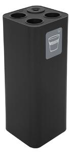 Pattumiera a Bidone da 60 L 30,2x30,2x 82,5 cm 3 Scomparti Tubolari e 1 Vaschetta in Acciaio Verniciato Nero