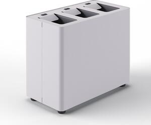 Pattumiera a 3 Scomparti Totale 24 L 48,5x25,5x39 cm con Contenitori Interni in Acciaio Verniciato Bianco