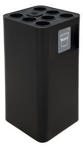 Pattumiera a Bidone da 100 L 38,3x38,3x82,5 cm 7 Scomparti Tubolari e 1 Vaschetta in Acciaio Verniciato Nero