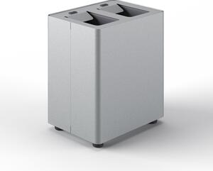 Pattumiera a 2 Scomparti Totale 16 L 33x25,5x39 cm con Contenitori Interni in Acciaio Verniciato Grigio