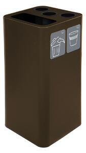 Pattumiera a Bidone da 100 L 38,3x38,3x82,5 cm 3 Scomparti Tubolari e 1 Scomparto Gettacarta in Acciaio Verniciato Corten