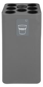 Pattumiera a Bidone da 100 L 38,3x38,3x82,5 cm 7 Scomparti Tubolari e 1 Vaschetta in Acciaio Verniciato Grigio