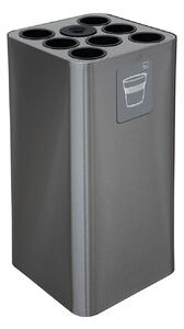 Pattumiera a Bidone da 100 L 38,3x38,3x82,5 cm 7 Scomparti Tubolari e 1 Vaschetta in Acciaio Inox Satinato