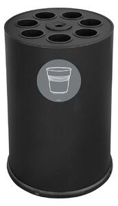 Pattumiera a Bidone per Raccolta Differenziata Ø45x72 cm 7 Scomparti Tubolari e 1 Vaschetta in Acciaio Verniciato Nero