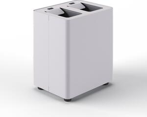 Pattumiera a 2 Scomparti Totale 16 L 33x25,5x39 cm con Contenitori Interni in Acciaio Verniciato Bianco