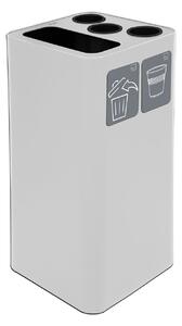 Pattumiera a Bidone da 100 L 38,3x38,3x82,5 cm 3 Scomparti Tubolari e 1 Scomparto Gettacarta in Acciaio Verniciato Bianco
