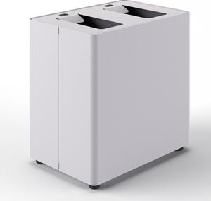Pattumiera a 2 Scomparti Totale 48 L 48,5x33x49 cm con Contenitori Interni in Acciaio Verniciato Bianco