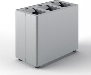 Pattumiera a 3 Scomparti Totale 24 L 48,5x25,5x39 cm con Contenitori Interni in Acciaio Verniciato Grigio