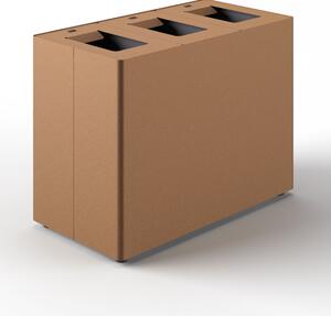 Pattumiera a 3 Scomparti Totale 135 L 84x44x63 cm con Contenitori Interni in Acciaio Verniciato Corten