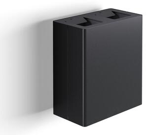 Pattumiera a Muro a 2 Scomparti Totale 40 L 51x28x56 cm con Contenitori Interni in Acciaio Verniciato Nero