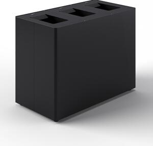 Pattumiera a 3 Scomparti Totale 135 L 84x44x63 cm con Contenitori Interni in Acciaio Verniciato Nero