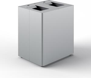 Pattumiera a 2 Scomparti Totale 90 L 56x44x 63 cm con Contenitori Interni in Acciaio Verniciato Grigio