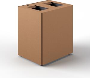 Pattumiera a 2 Scomparti Totale 90 L 56x44x 63 cm con Contenitori Interni in Acciaio Verniciato Corten