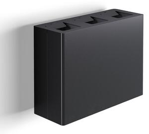 Pattumiera a Muro a 3 Scomparti Totale 60 L 76x28x56 cm con Contenitori Interni in Acciaio Verniciato Nero